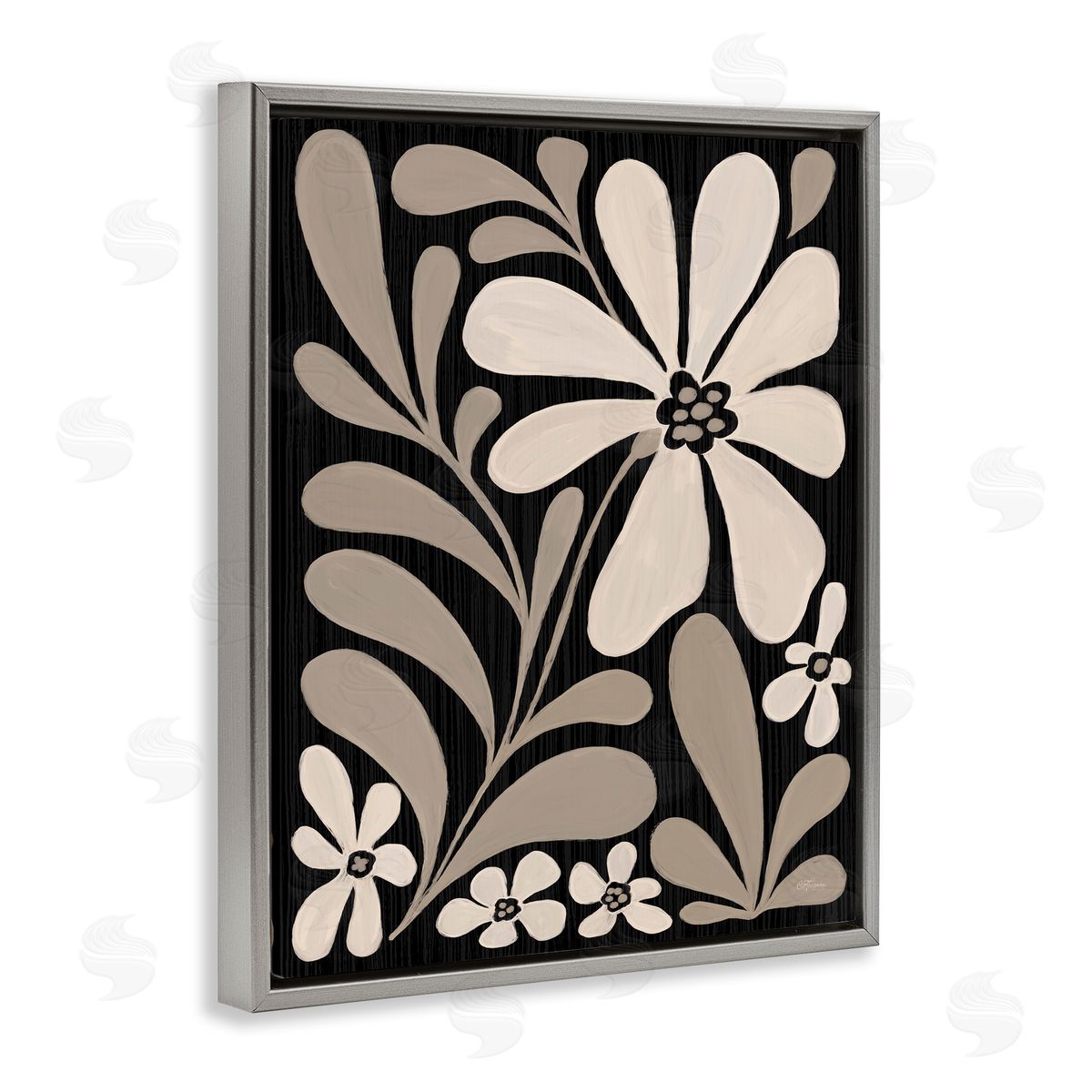 Cat Thurman Designs Cream Modern Floral Canvas Wall Art Print