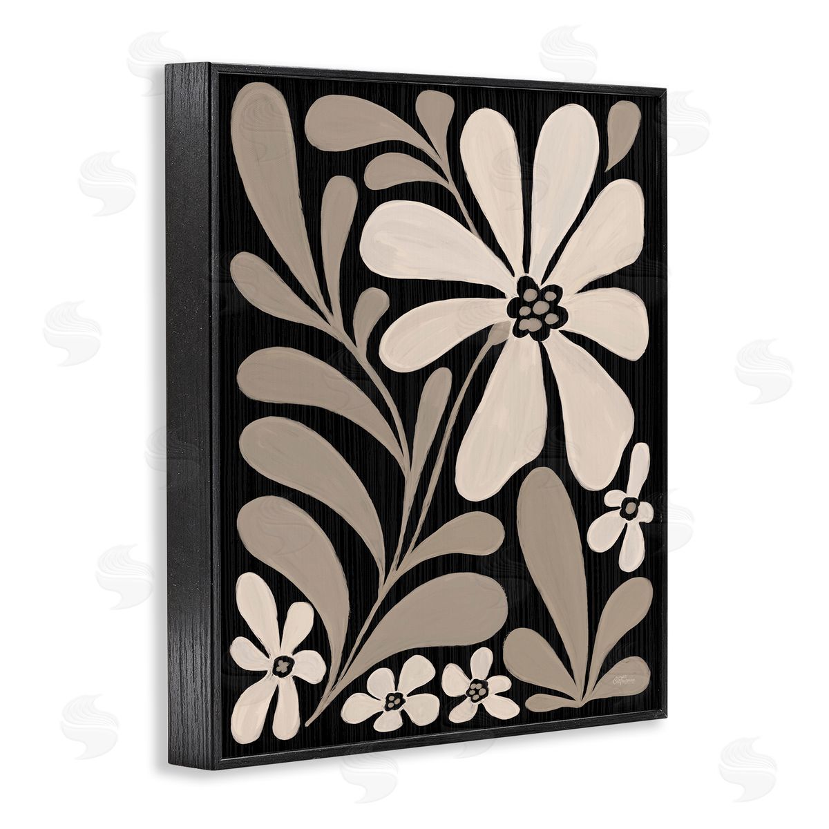 Cat Thurman Designs Cream Modern Floral Canvas Wall Art Print