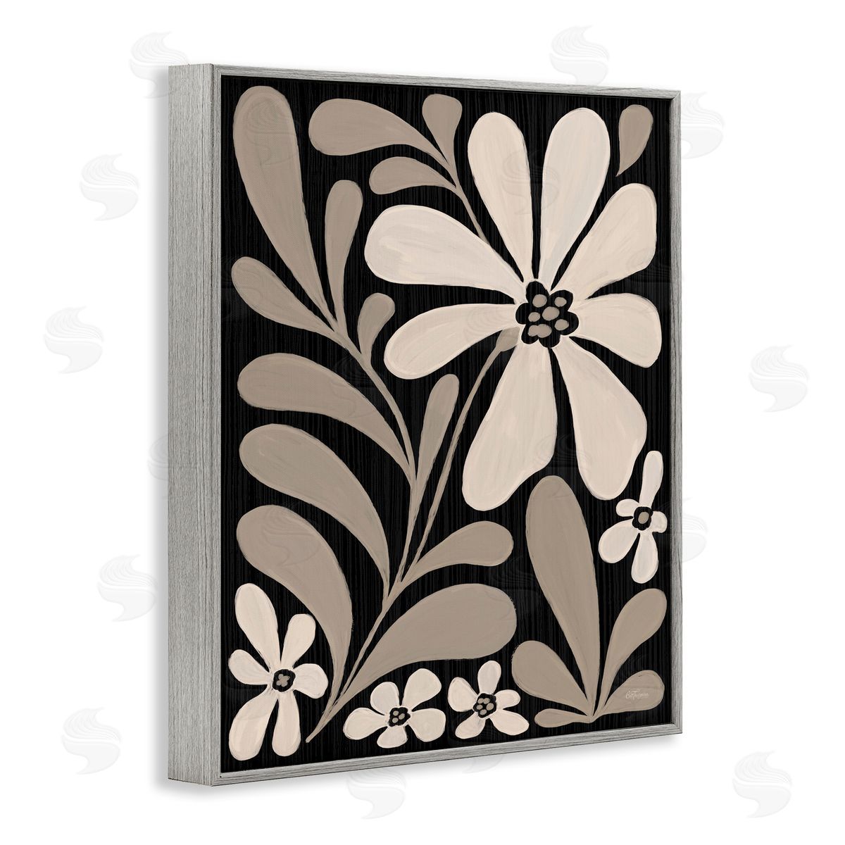 Cat Thurman Designs Cream Modern Floral Canvas Wall Art Print