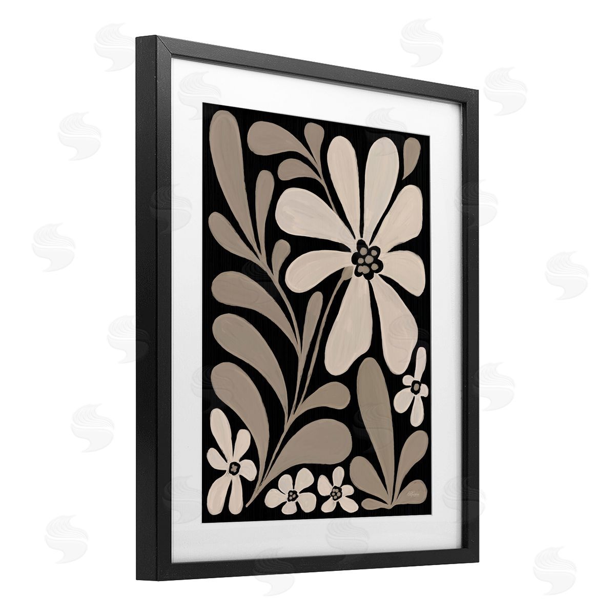 Cat Thurman Designs Cream Modern Floral Canvas Wall Art Print