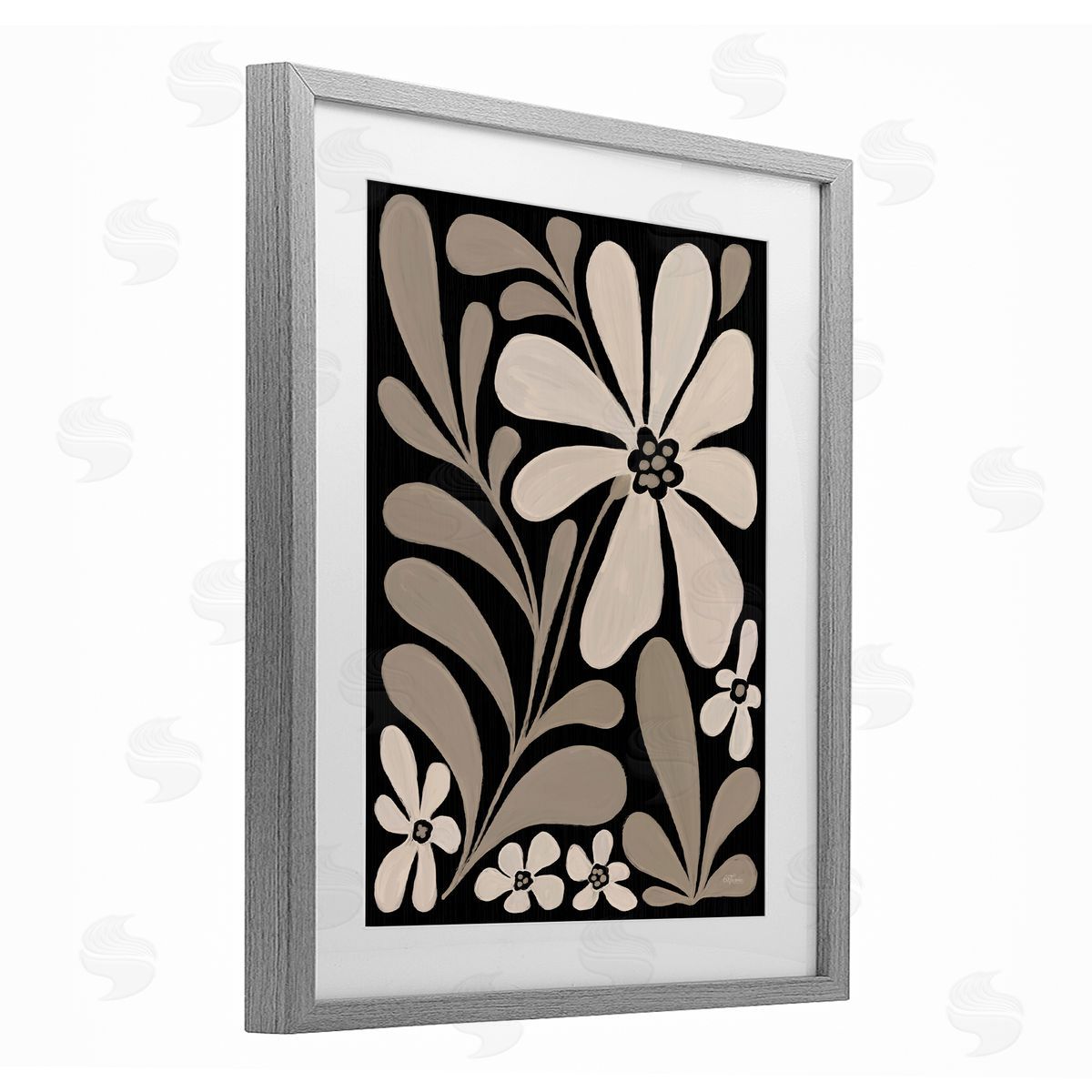 Cat Thurman Designs Cream Modern Floral Canvas Wall Art Print