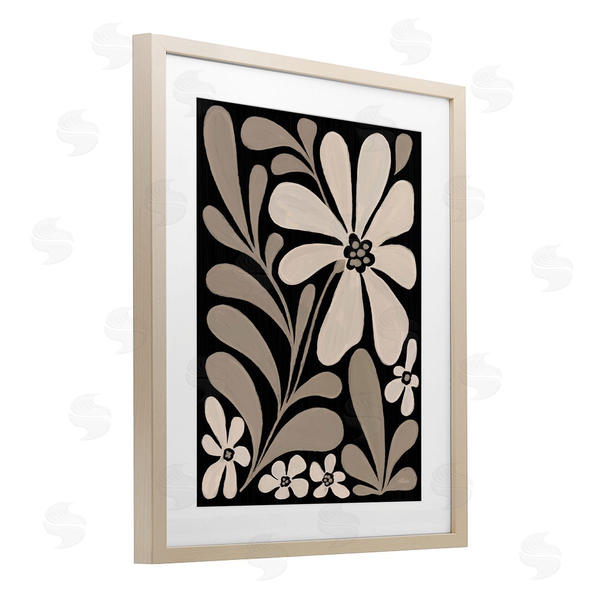Cat Thurman Designs Cream Modern Floral Canvas Wall Art Print