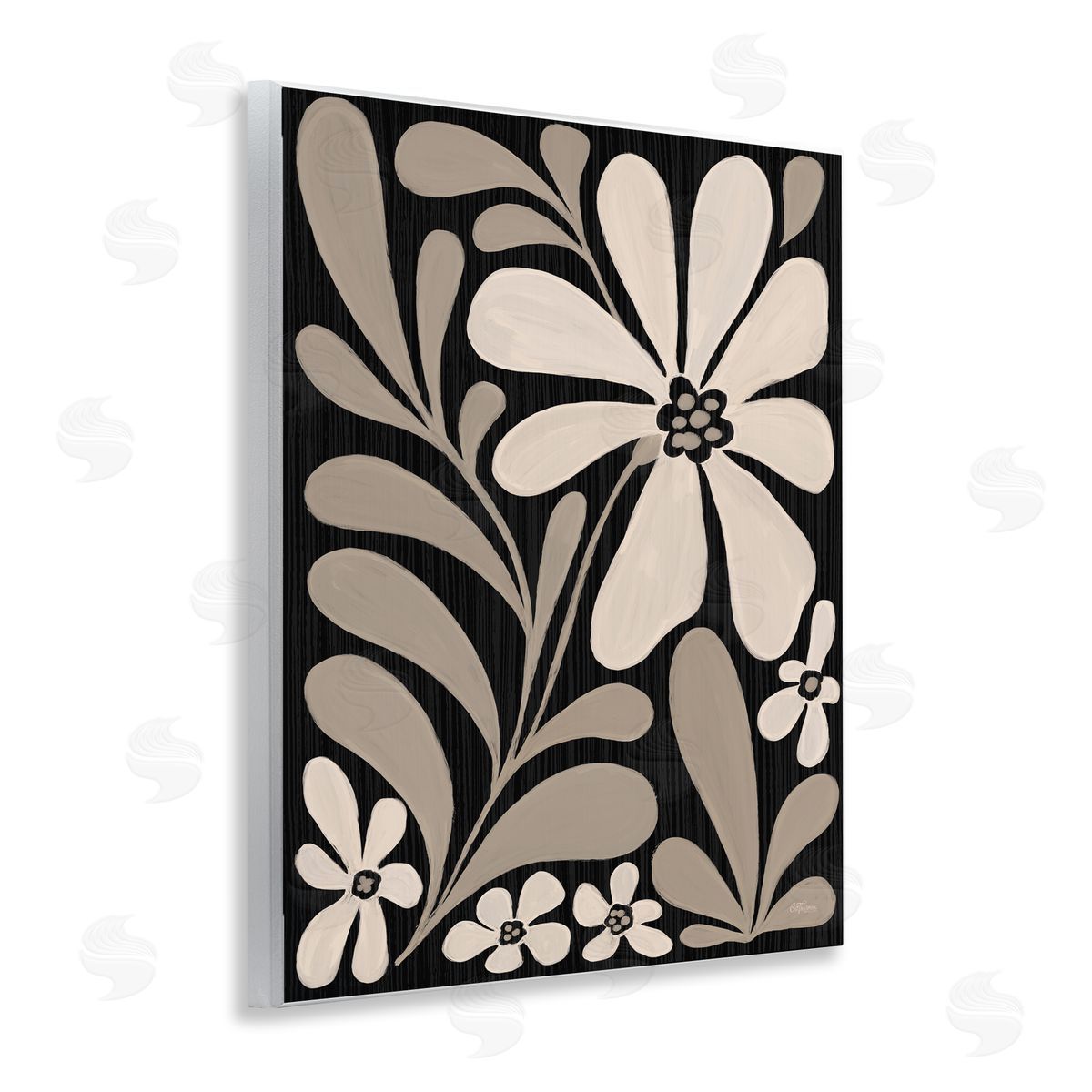 Cat Thurman Designs Cream Modern Floral Canvas Wall Art Print
