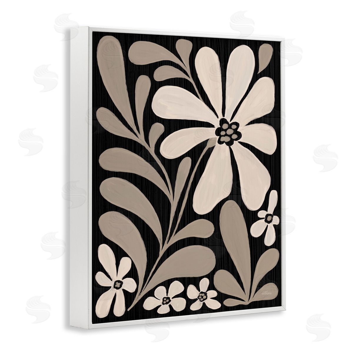 Cat Thurman Designs Cream Modern Floral Canvas Wall Art Print