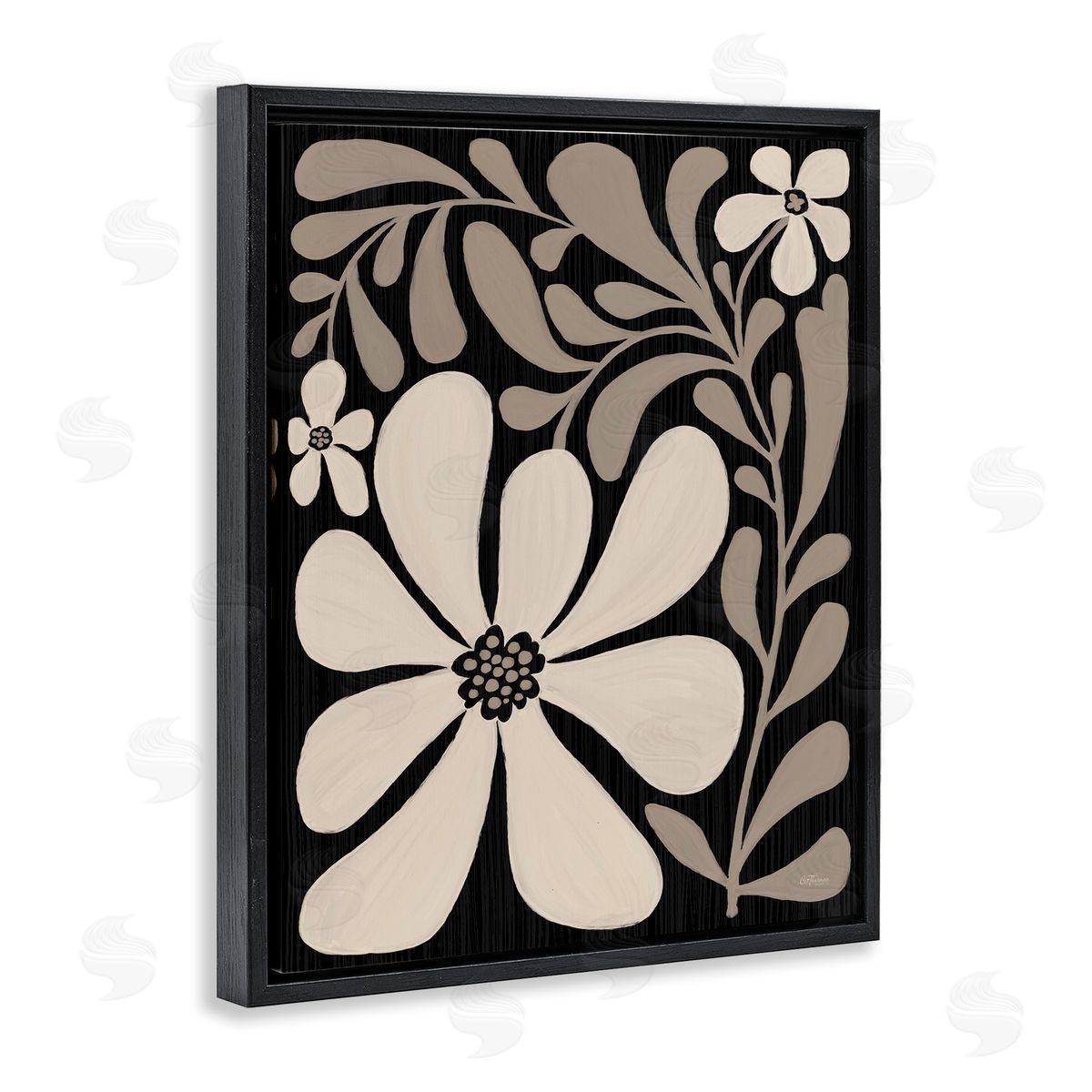 Cat Thurman Designs Cream Modern Florals Canvas Wall Art Print