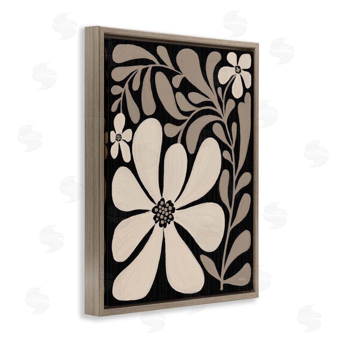 Cat Thurman Designs Cream Modern Florals Canvas Wall Art Print