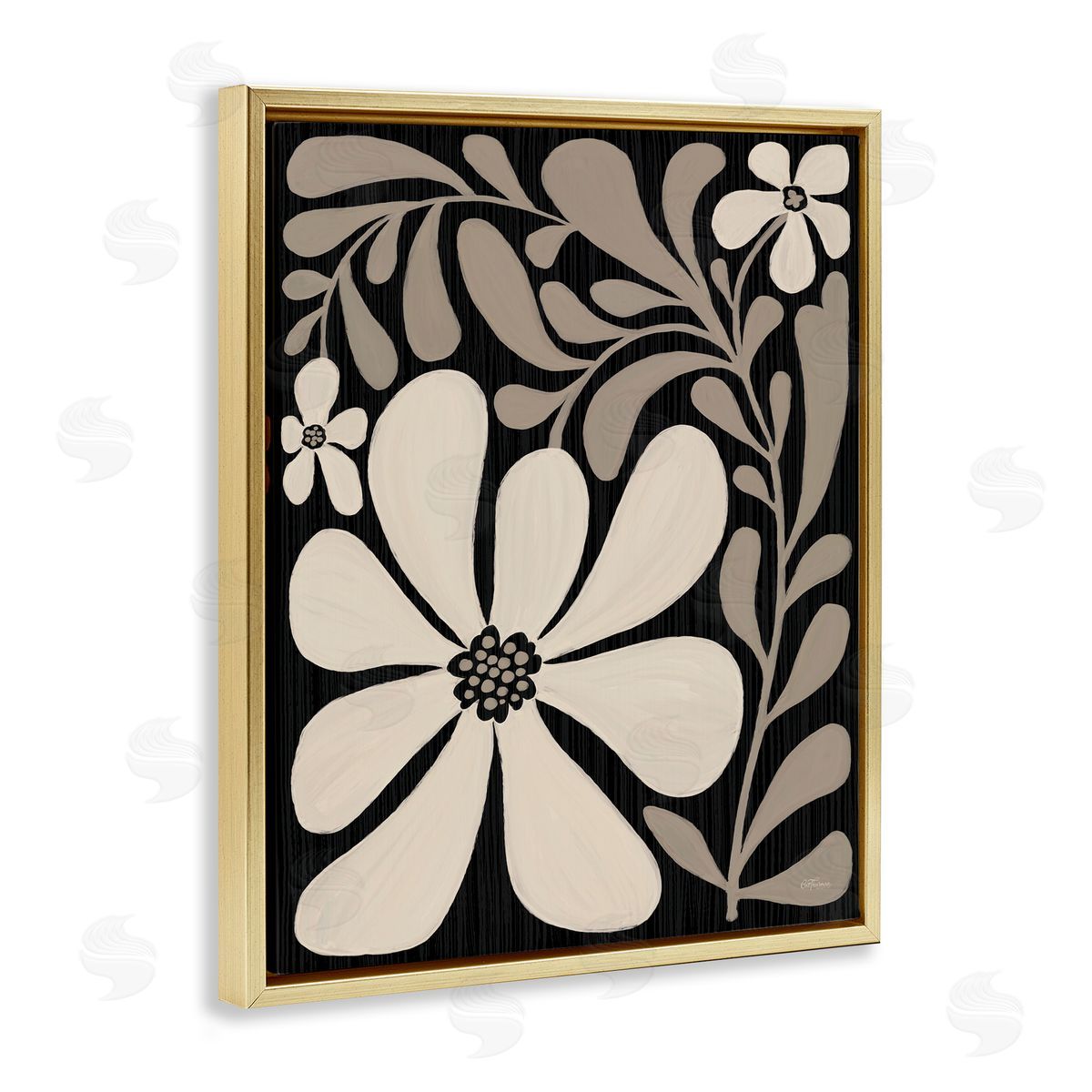 Cat Thurman Designs Cream Modern Florals Canvas Wall Art Print