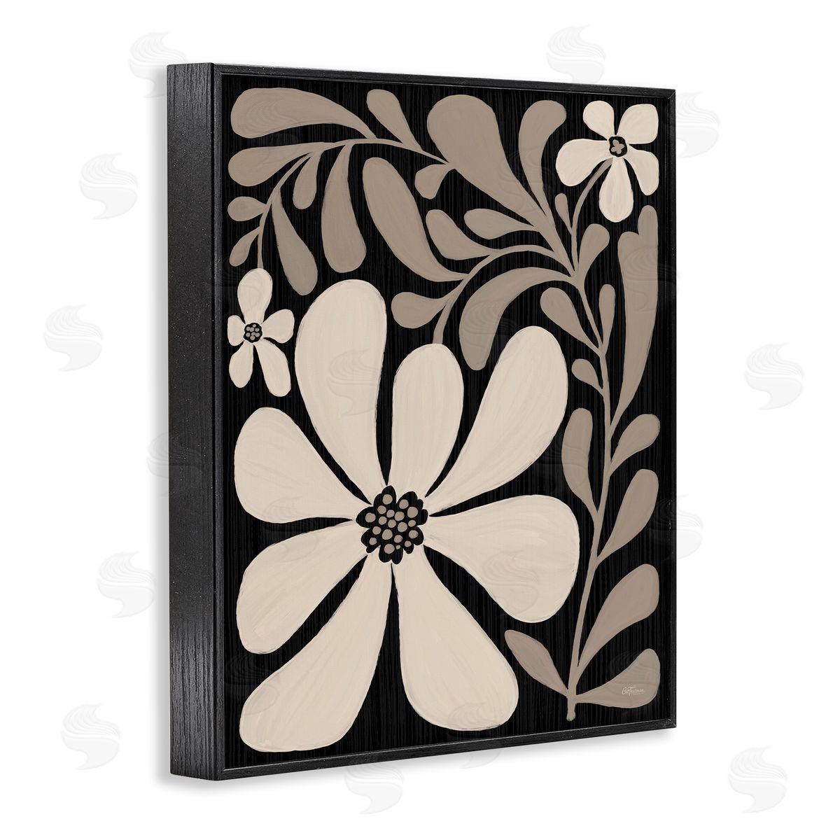 Cat Thurman Designs Cream Modern Florals Canvas Wall Art Print