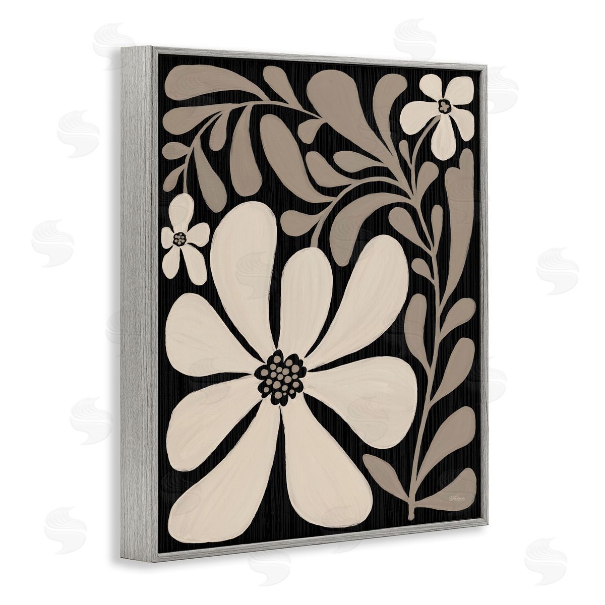 Cat Thurman Designs Cream Modern Florals Canvas Wall Art Print