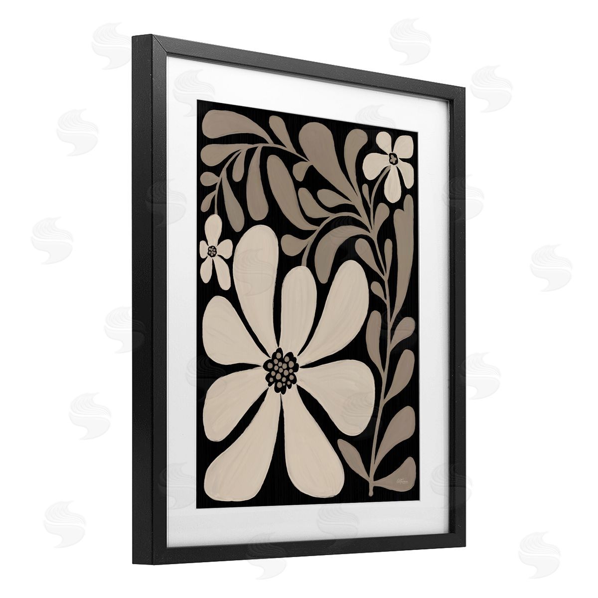 Cat Thurman Designs Cream Modern Florals Canvas Wall Art Print