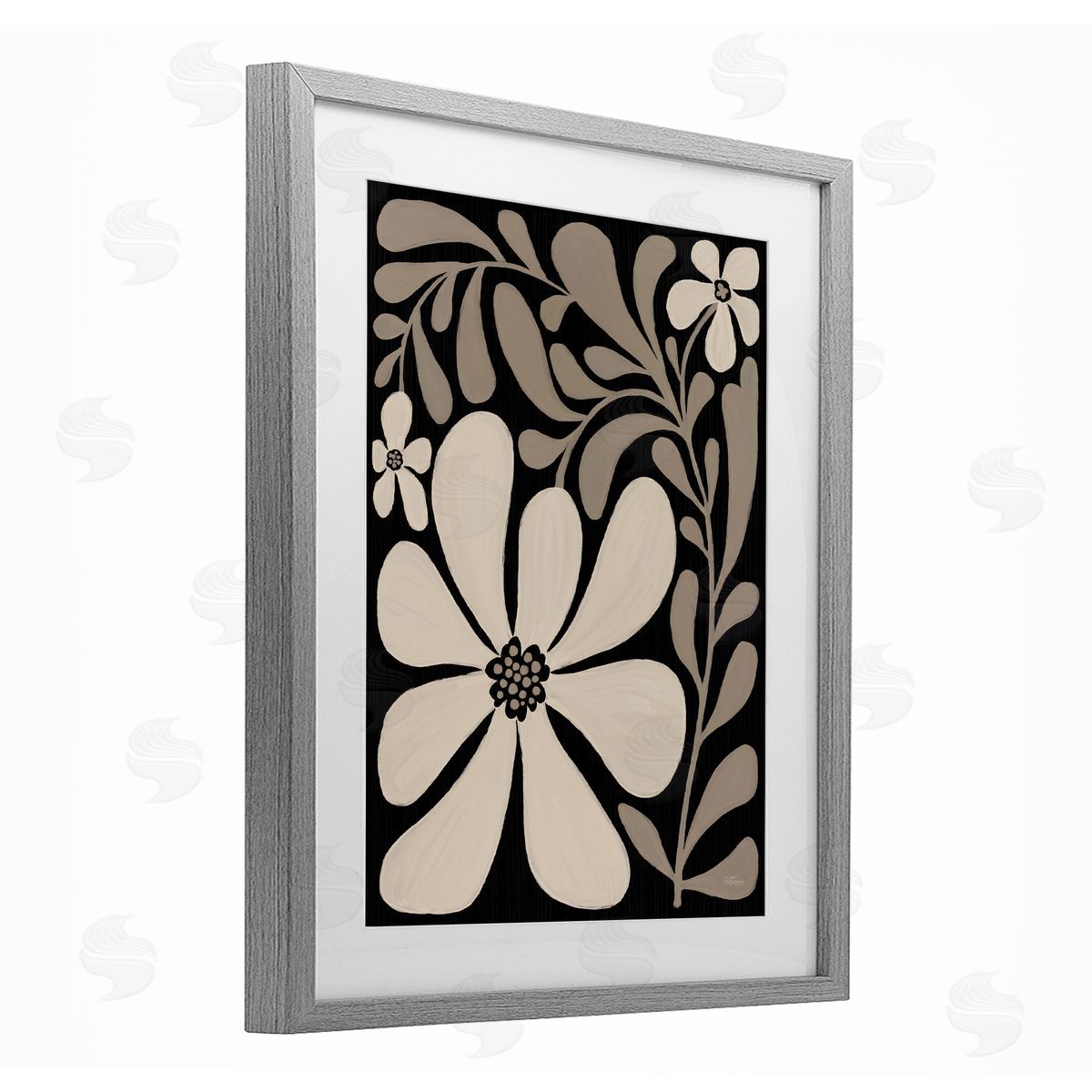 Cat Thurman Designs Cream Modern Florals Canvas Wall Art Print