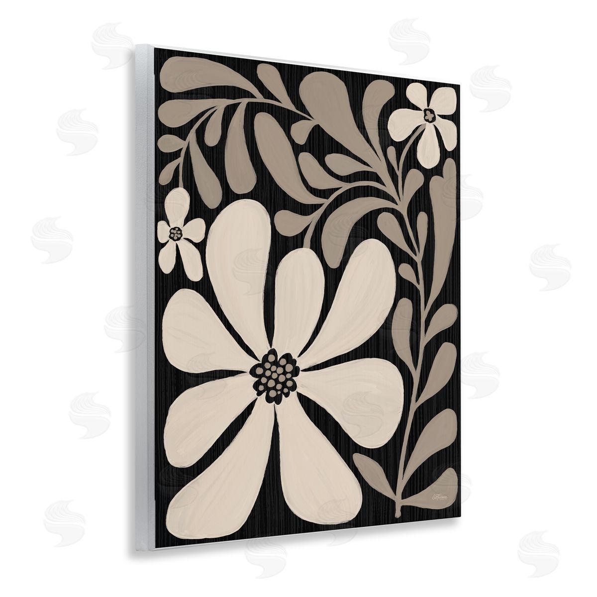 Cat Thurman Designs Cream Modern Florals Canvas Wall Art Print