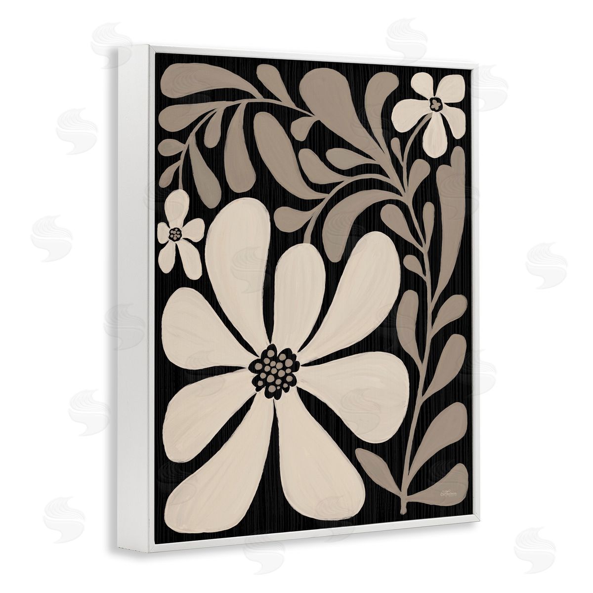 Cat Thurman Designs Cream Modern Florals Canvas Wall Art Print