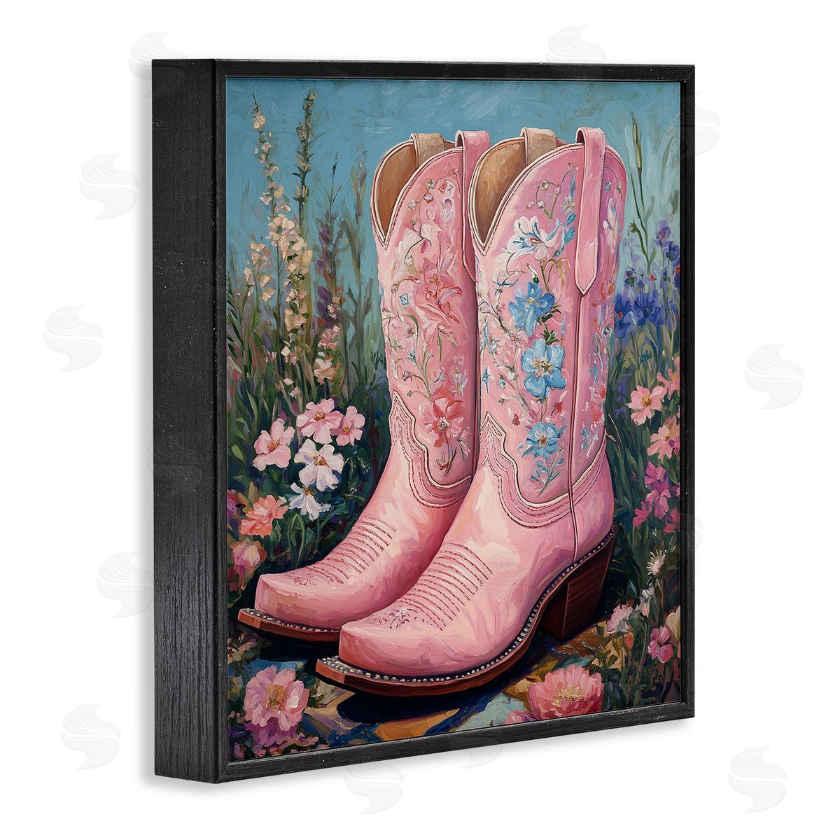 Heidi Kuntz Wildflower Pink Cowgirl Boots Canvas Wall Art Print