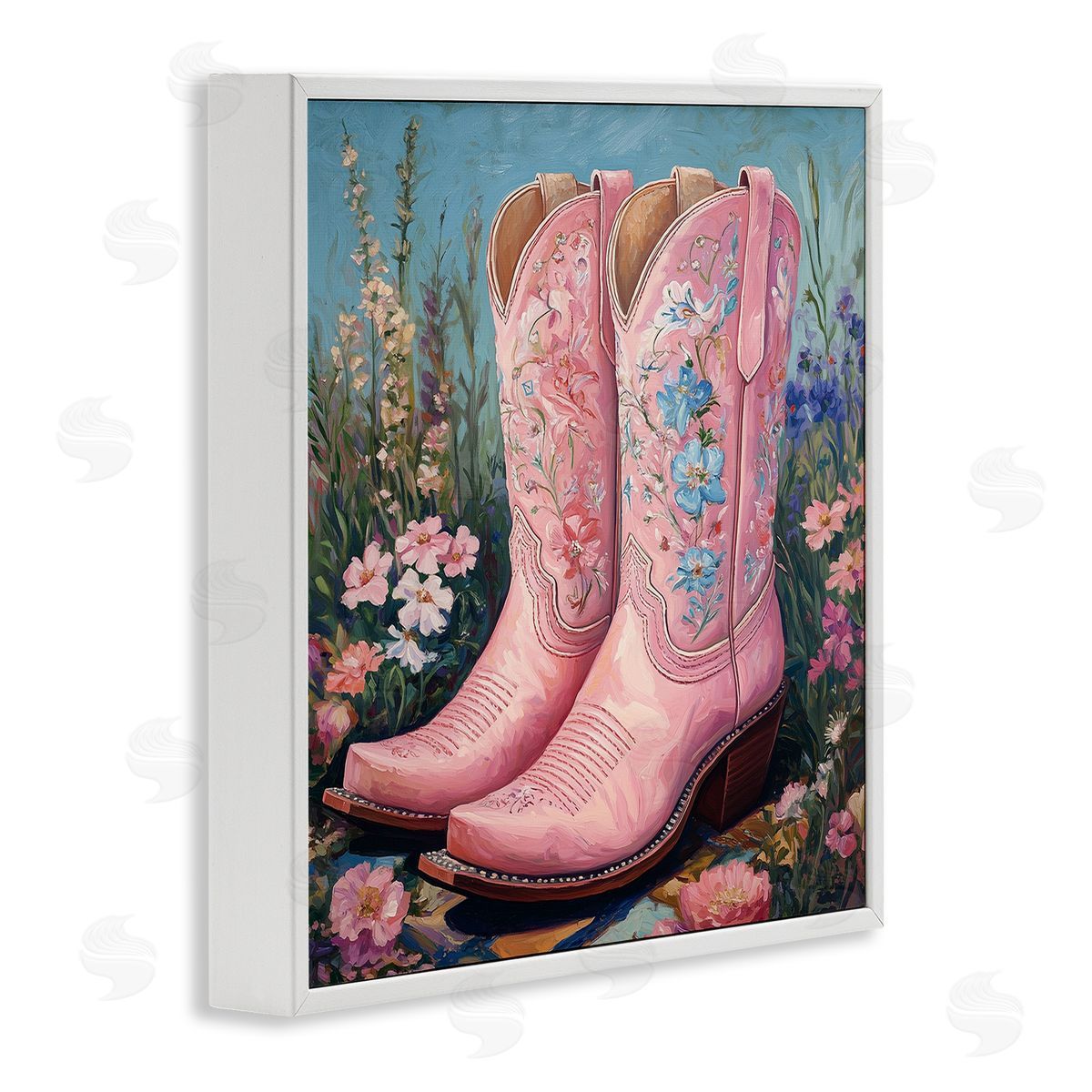 Heidi Kuntz Wildflower Pink Cowgirl Boots Canvas Wall Art Print