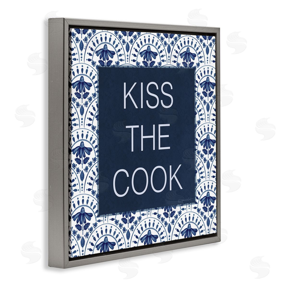 Annie LaPoint Kiss The Cook Blue Florals Canvas Wall Art Print