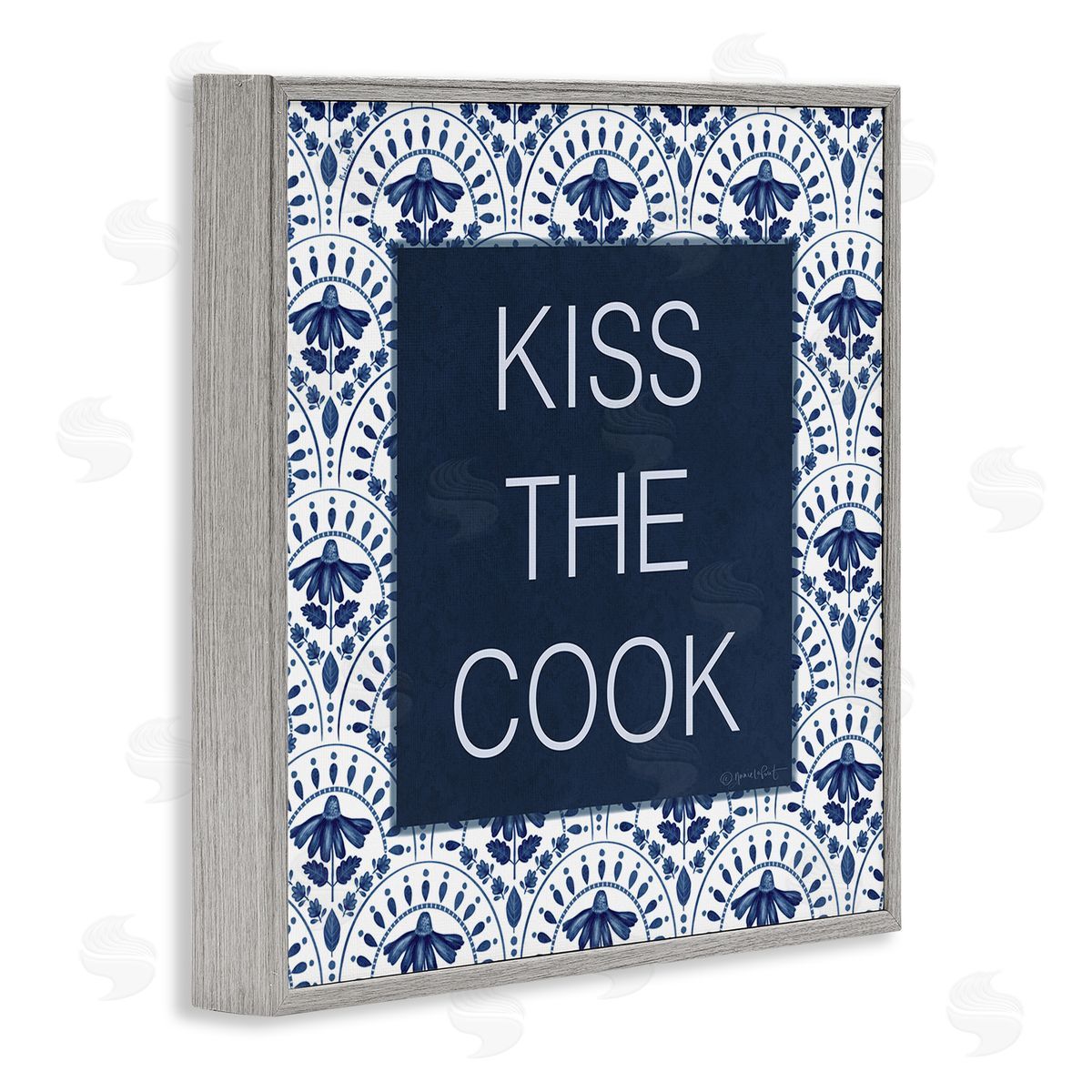 Annie LaPoint Kiss The Cook Blue Florals Canvas Wall Art Print