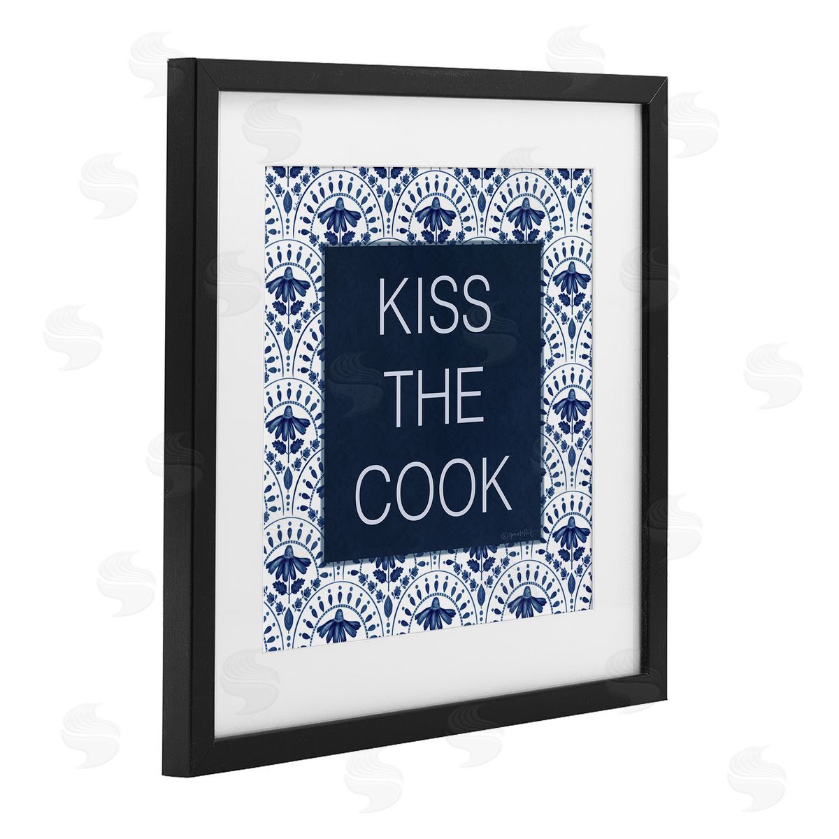 Annie LaPoint Kiss The Cook Blue Florals Canvas Wall Art Print