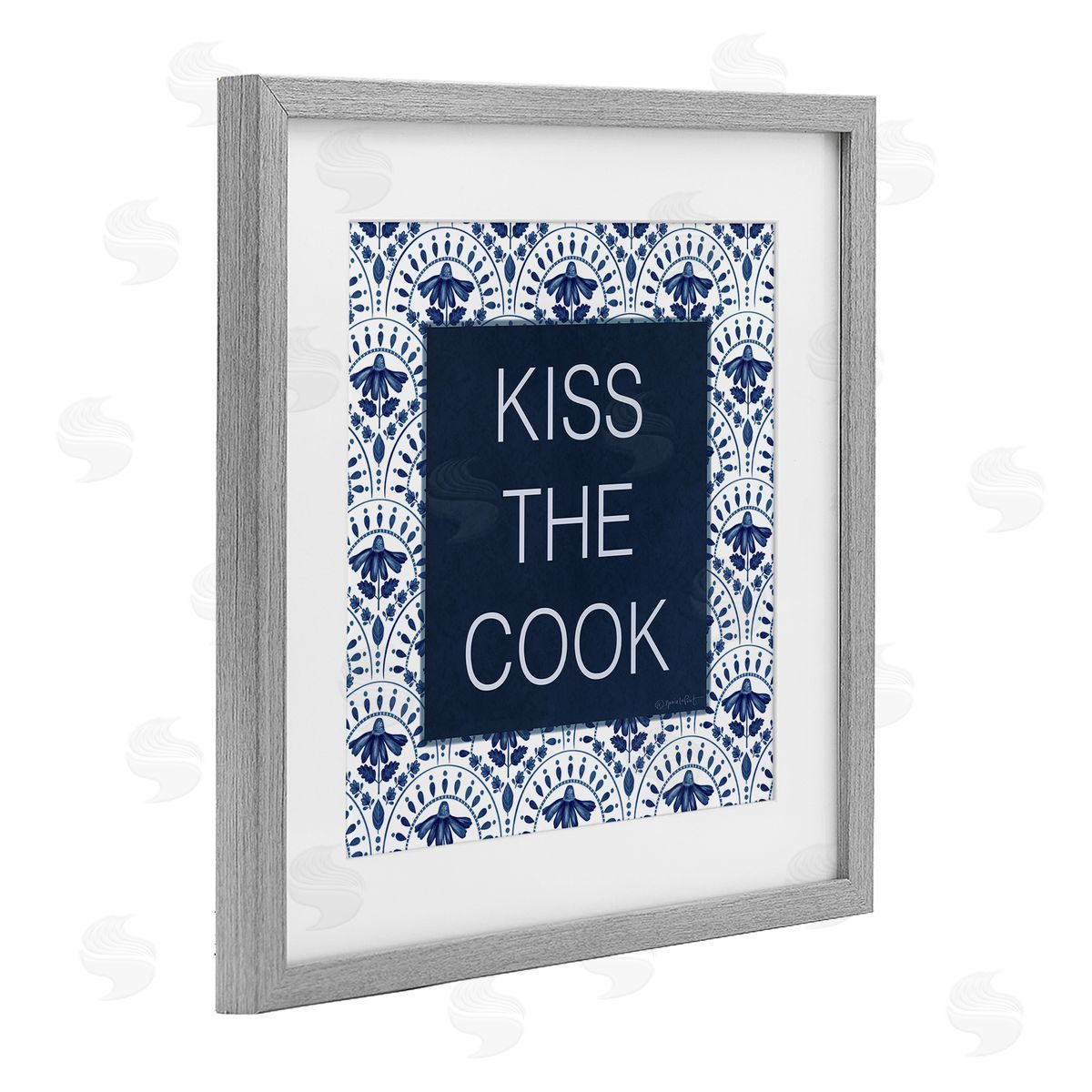 Annie LaPoint Kiss The Cook Blue Florals Canvas Wall Art Print