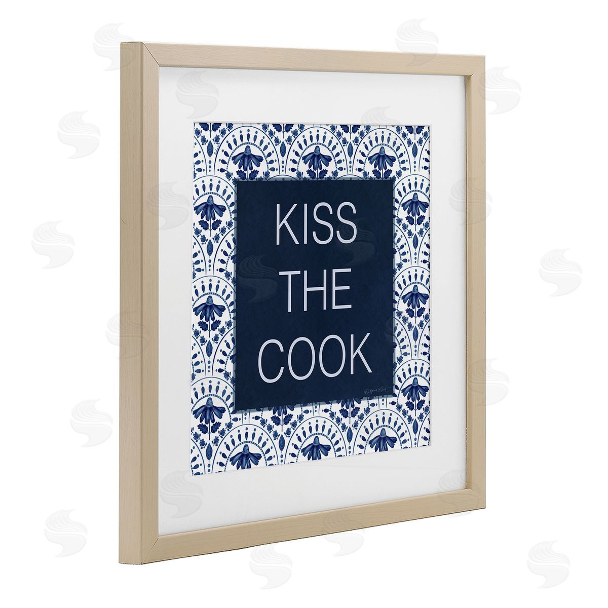 Annie LaPoint Kiss The Cook Blue Florals Canvas Wall Art Print