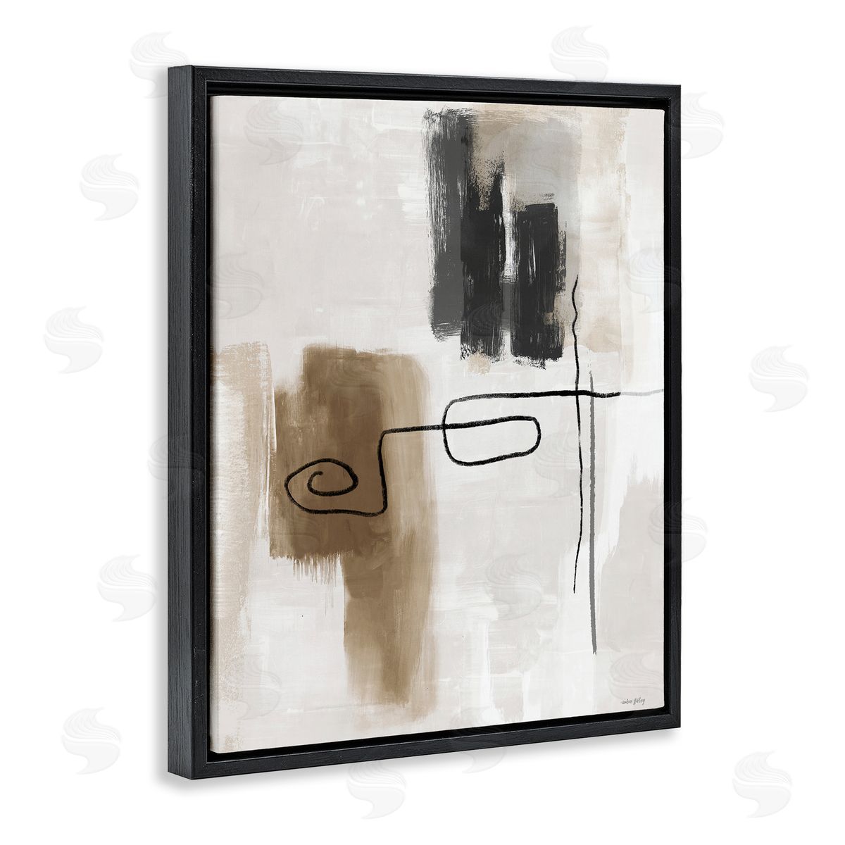 Amber Sterling Flowing Contrast Grey & Tan Canvas Wall Art Print