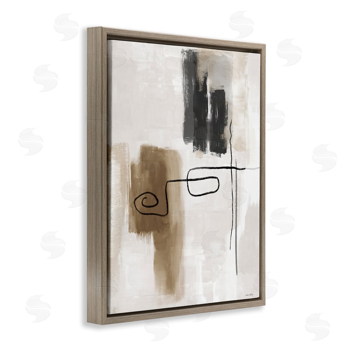Amber Sterling Flowing Contrast Grey & Tan Canvas Wall Art Print