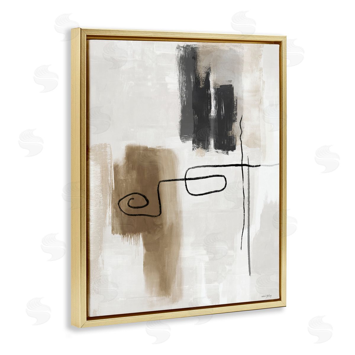 Amber Sterling Flowing Contrast Grey & Tan Canvas Wall Art Print