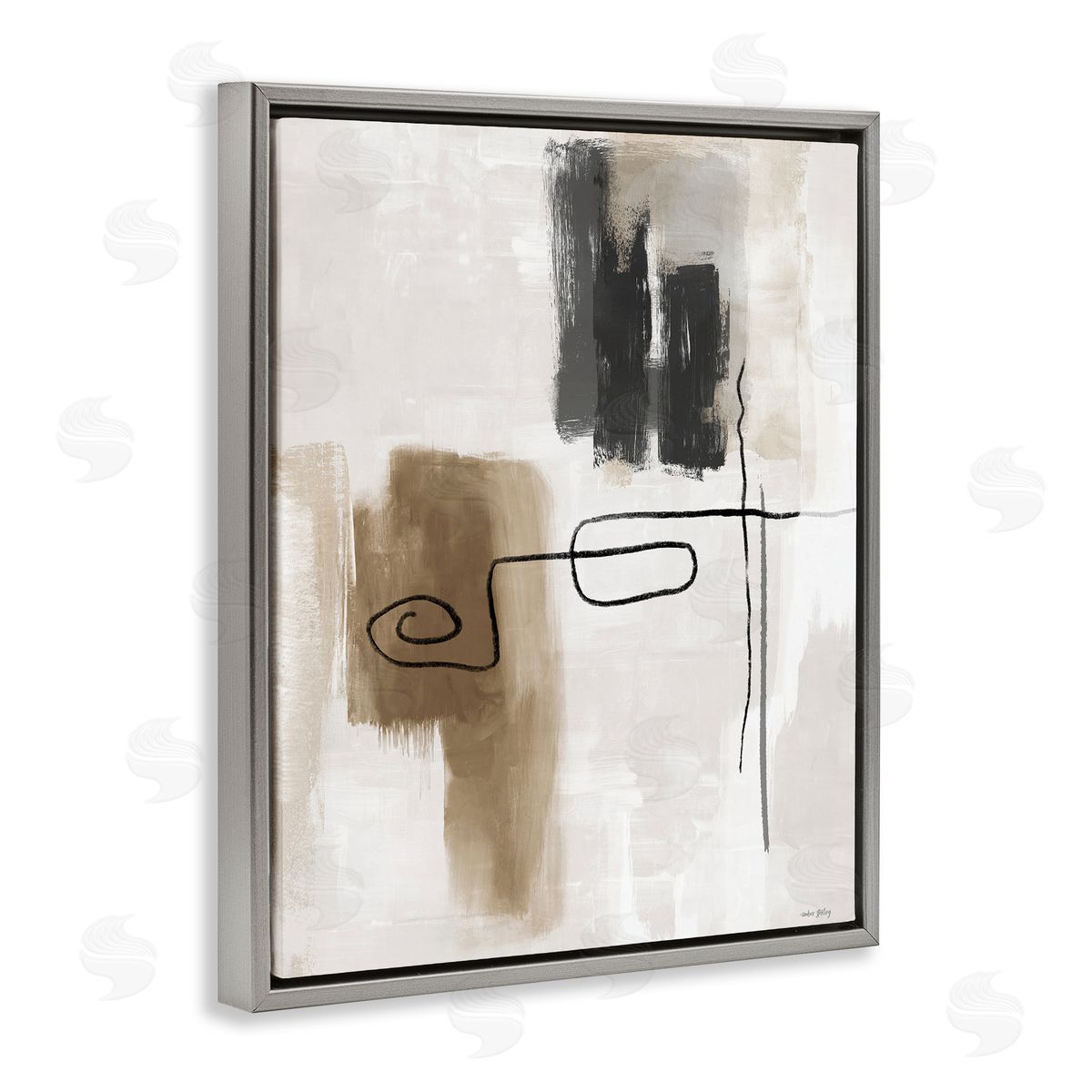 Amber Sterling Flowing Contrast Grey & Tan Canvas Wall Art Print
