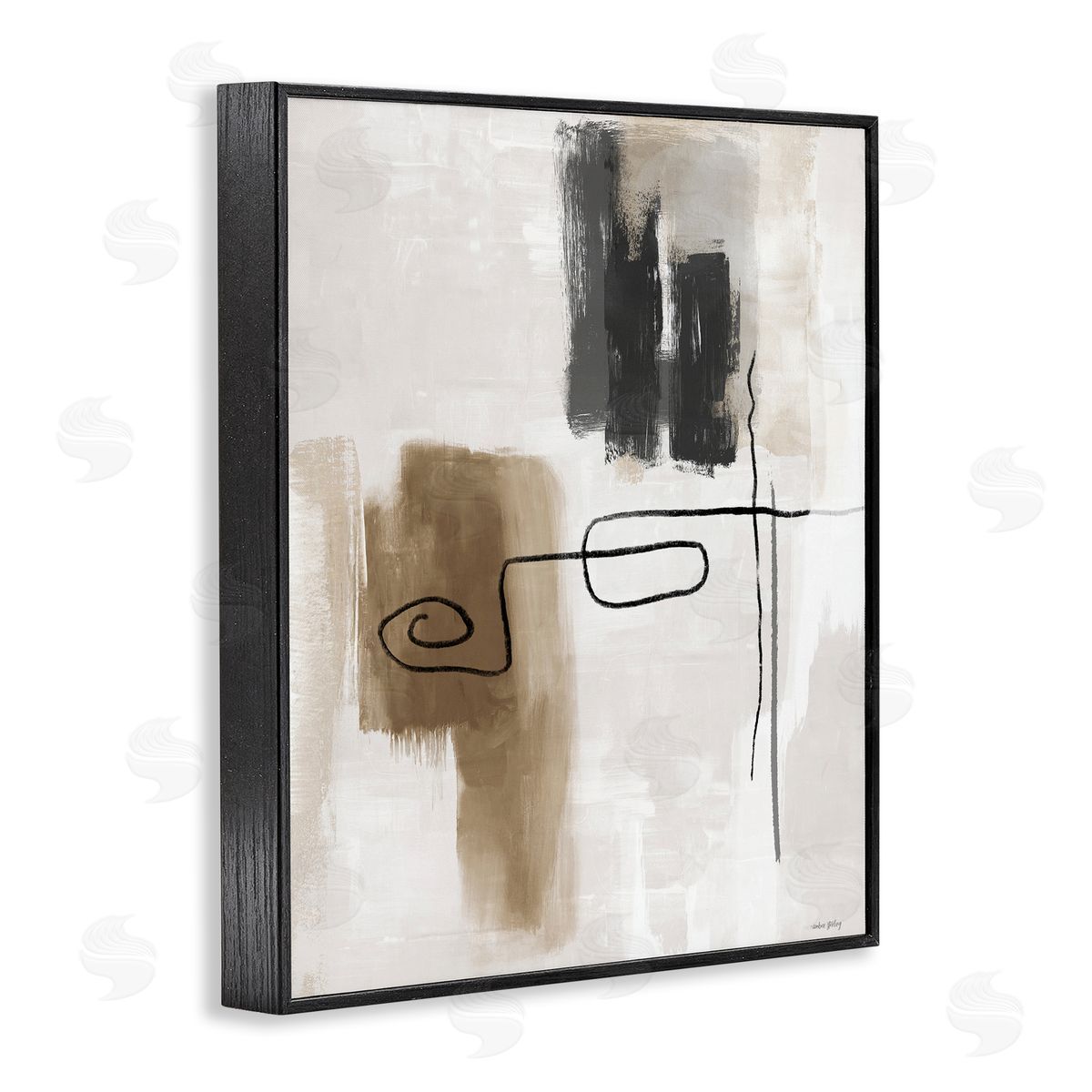 Amber Sterling Flowing Contrast Grey & Tan Canvas Wall Art Print