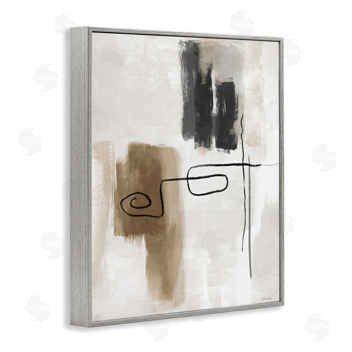 Amber Sterling Flowing Contrast Grey & Tan Canvas Wall Art Print