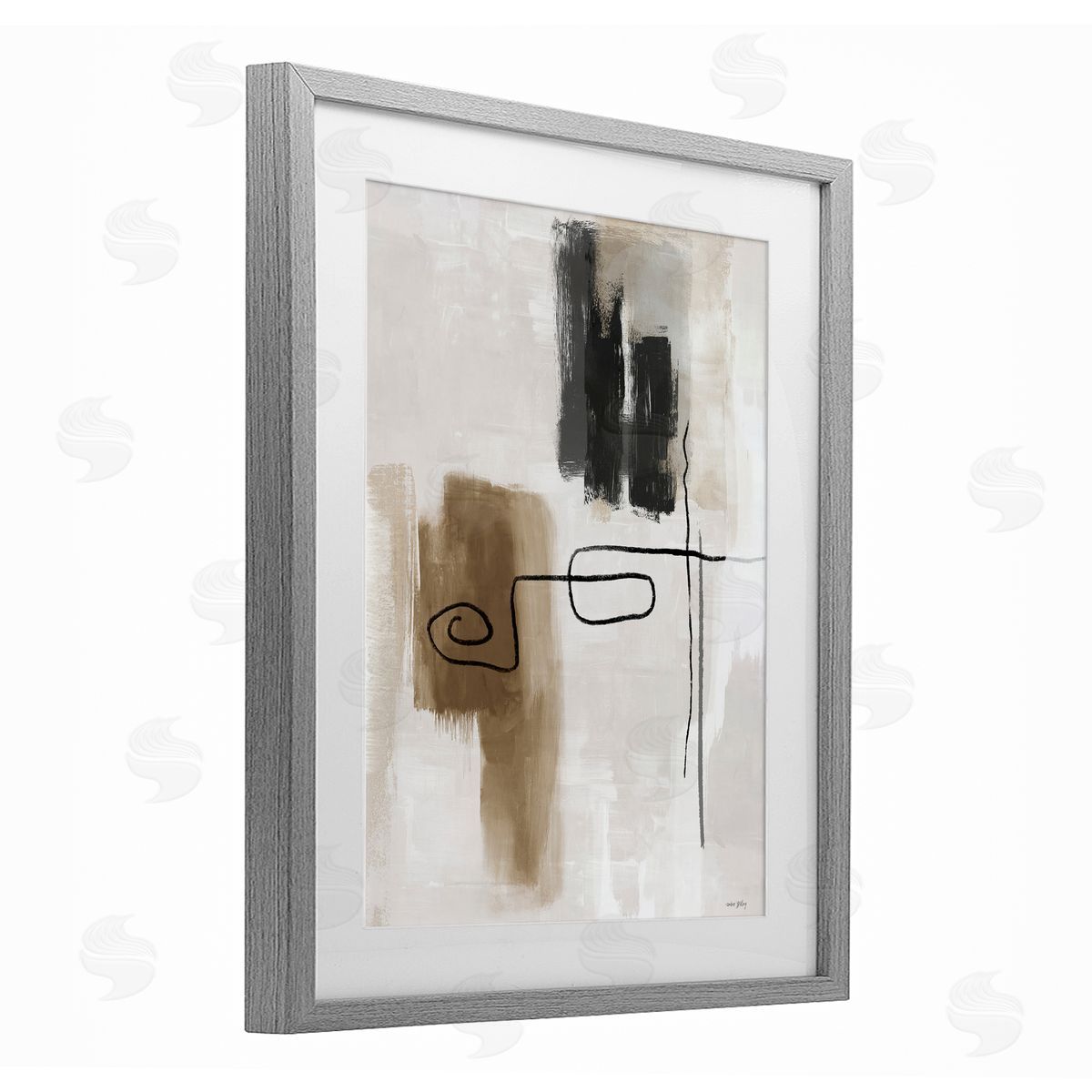 Amber Sterling Flowing Contrast Grey & Tan Canvas Wall Art Print