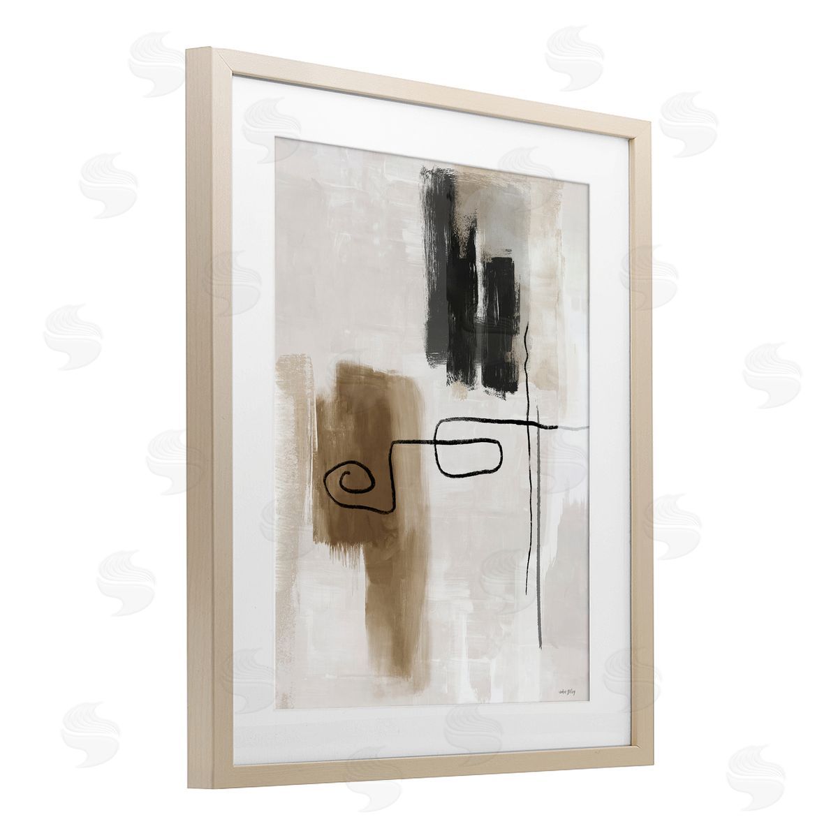 Amber Sterling Flowing Contrast Grey & Tan Canvas Wall Art Print