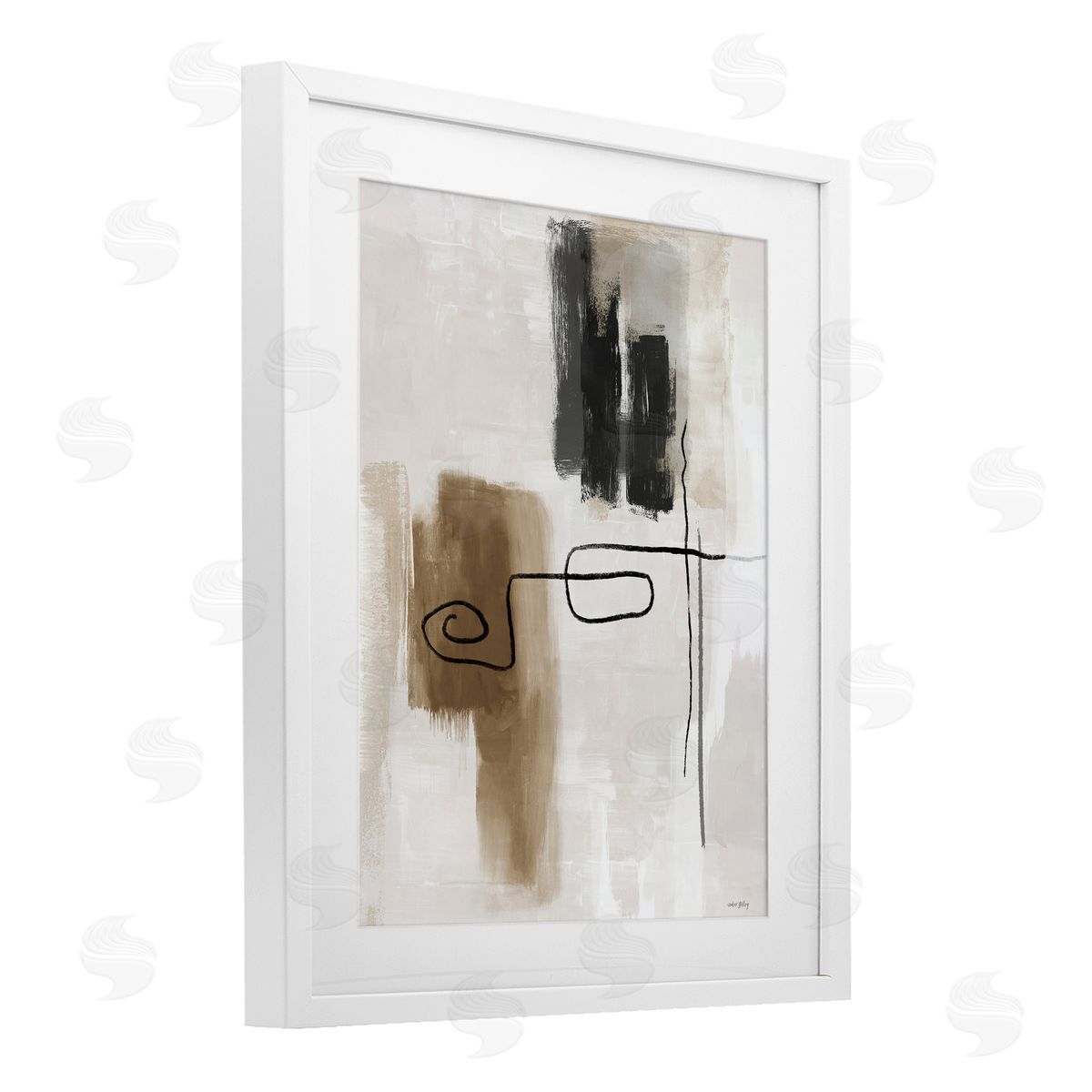 Amber Sterling Flowing Contrast Grey & Tan Canvas Wall Art Print