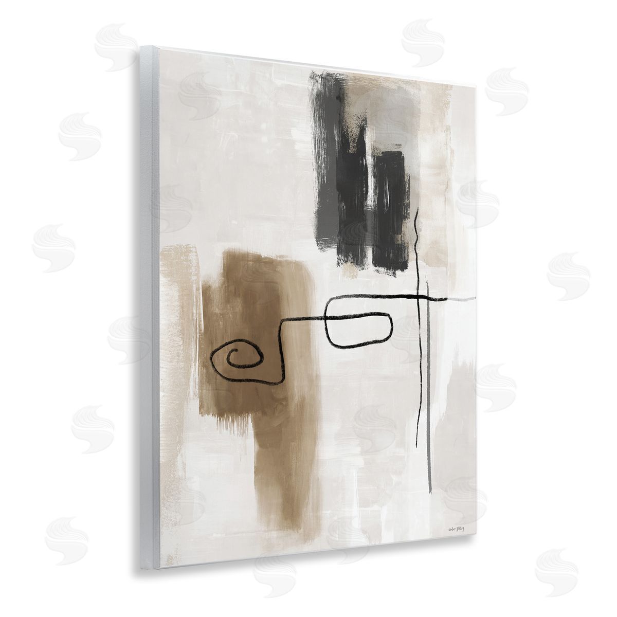 Amber Sterling Flowing Contrast Grey & Tan Canvas Wall Art Print