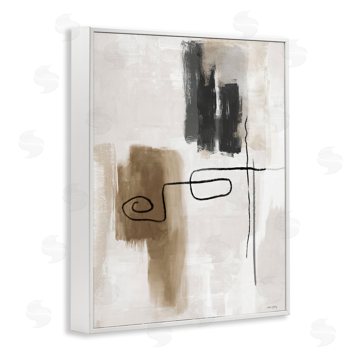 Amber Sterling Flowing Contrast Grey & Tan Canvas Wall Art Print