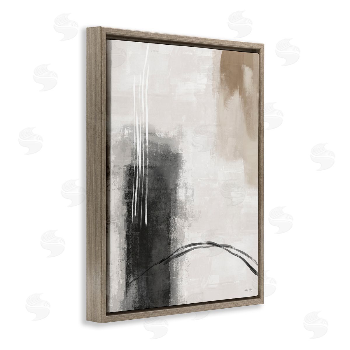 Amber Sterling Grey and Tan Simple Abstract Canvas Wall Art Print