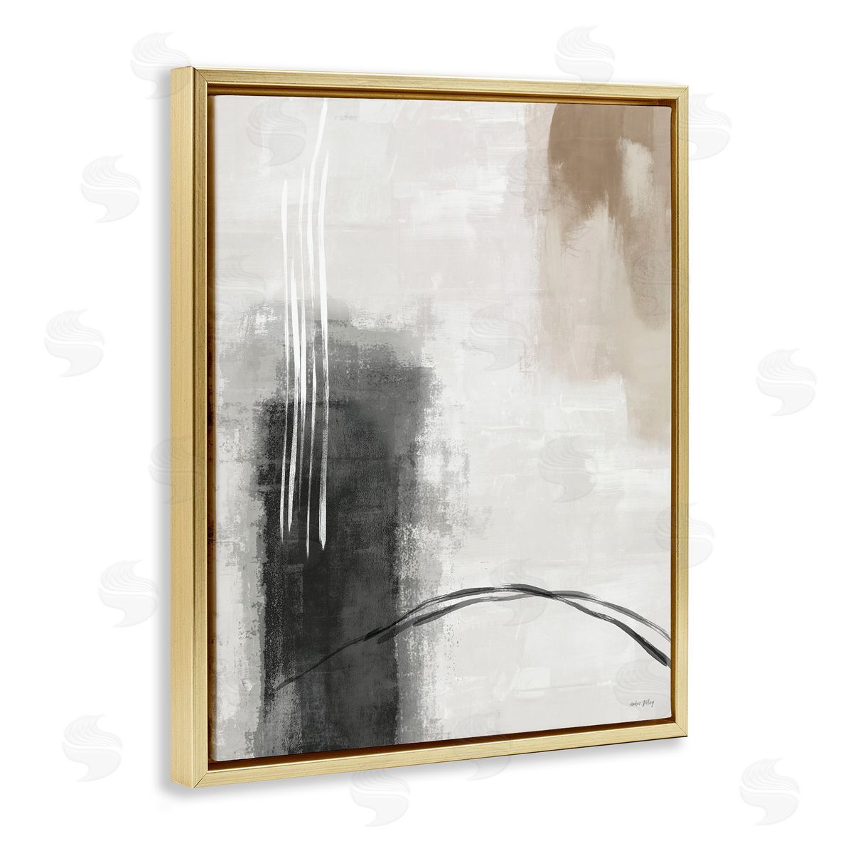 Amber Sterling Grey and Tan Simple Abstract Canvas Wall Art Print