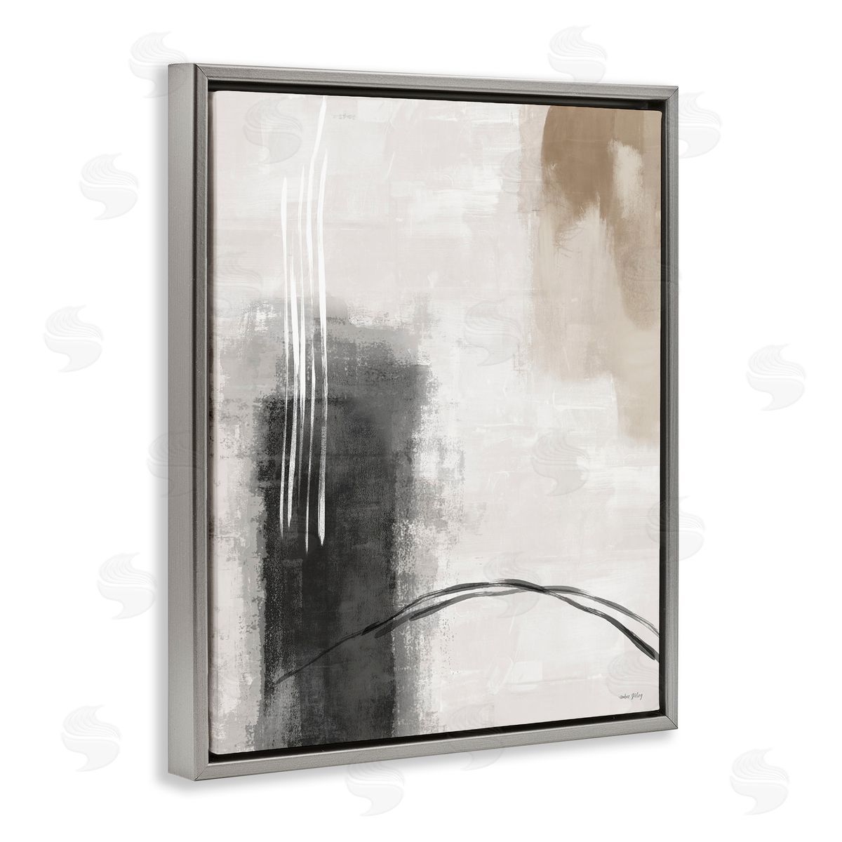 Amber Sterling Grey and Tan Simple Abstract Canvas Wall Art Print