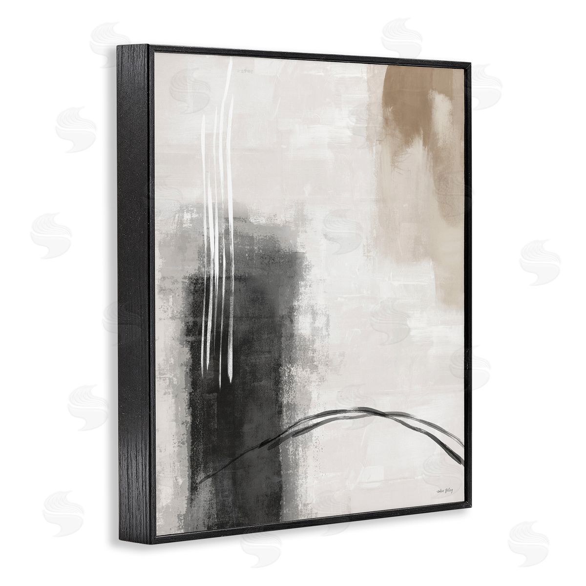 Amber Sterling Grey and Tan Simple Abstract Canvas Wall Art Print