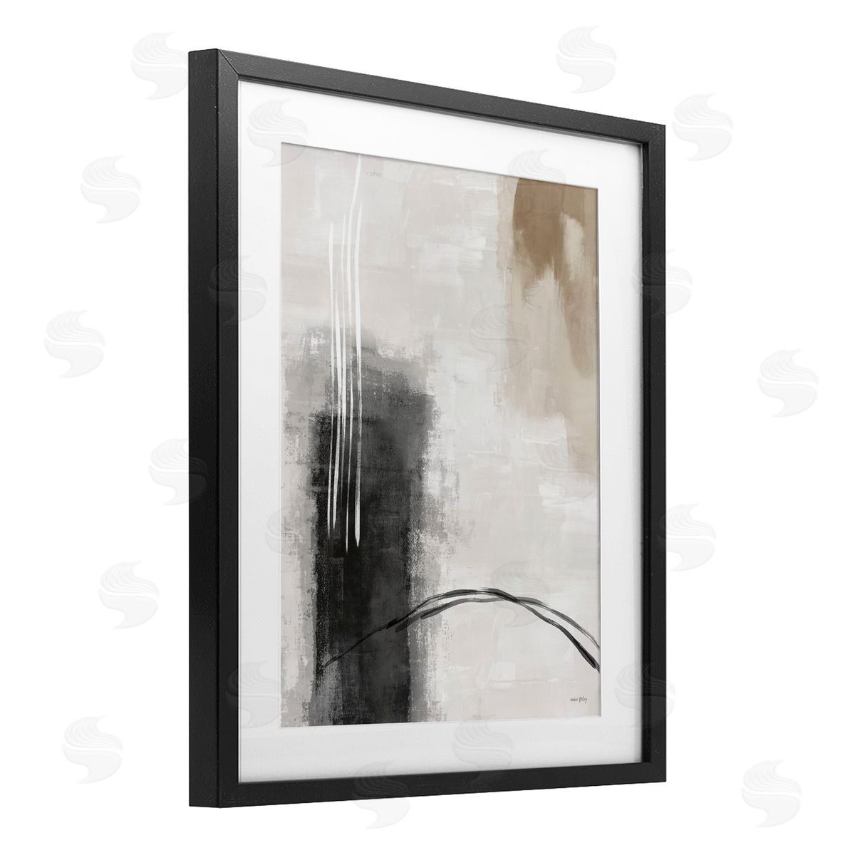 Amber Sterling Grey and Tan Simple Abstract Canvas Wall Art Print