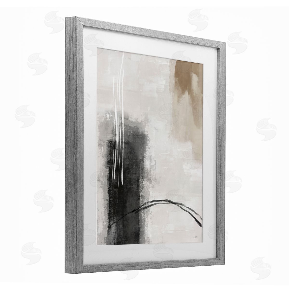Amber Sterling Grey and Tan Simple Abstract Canvas Wall Art Print