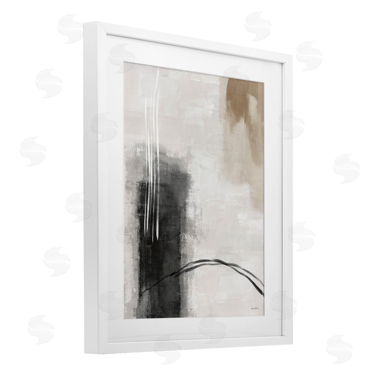 Amber Sterling Grey and Tan Simple Abstract Canvas Wall Art Print