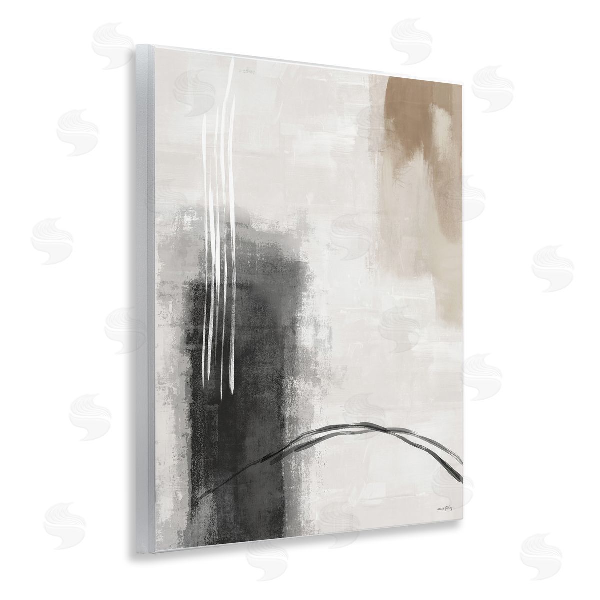 Amber Sterling Grey and Tan Simple Abstract Canvas Wall Art Print