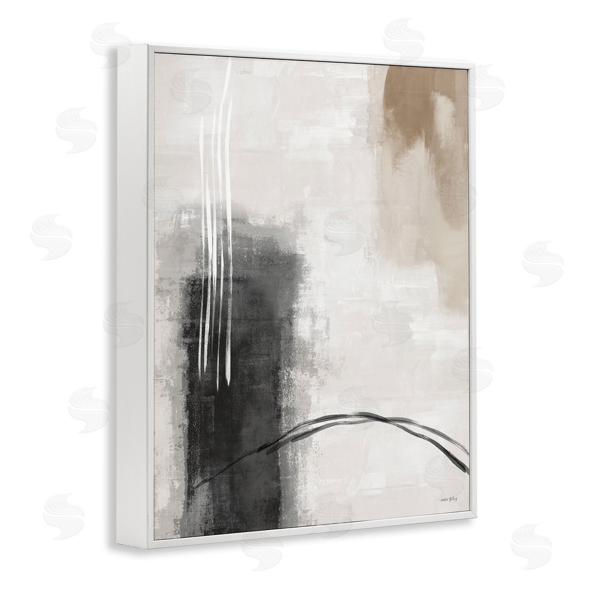 Amber Sterling Grey and Tan Simple Abstract Canvas Wall Art Print