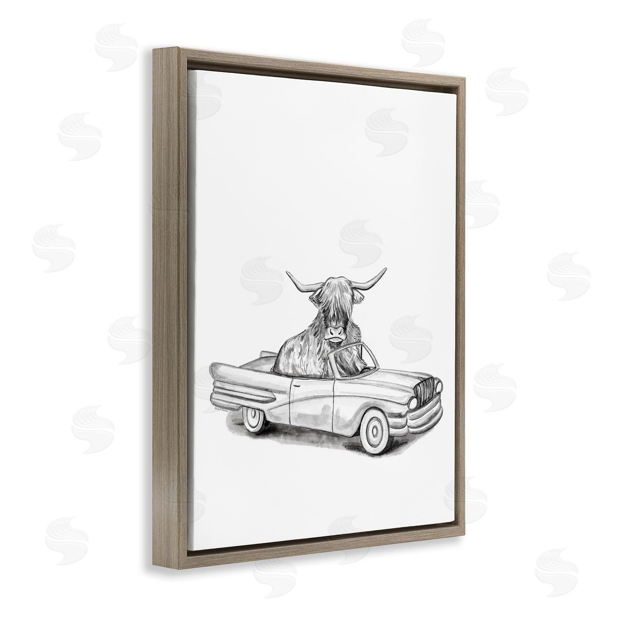 Rachel Nieman Bull in Vintage Vehicle Canvas Wall Art Print