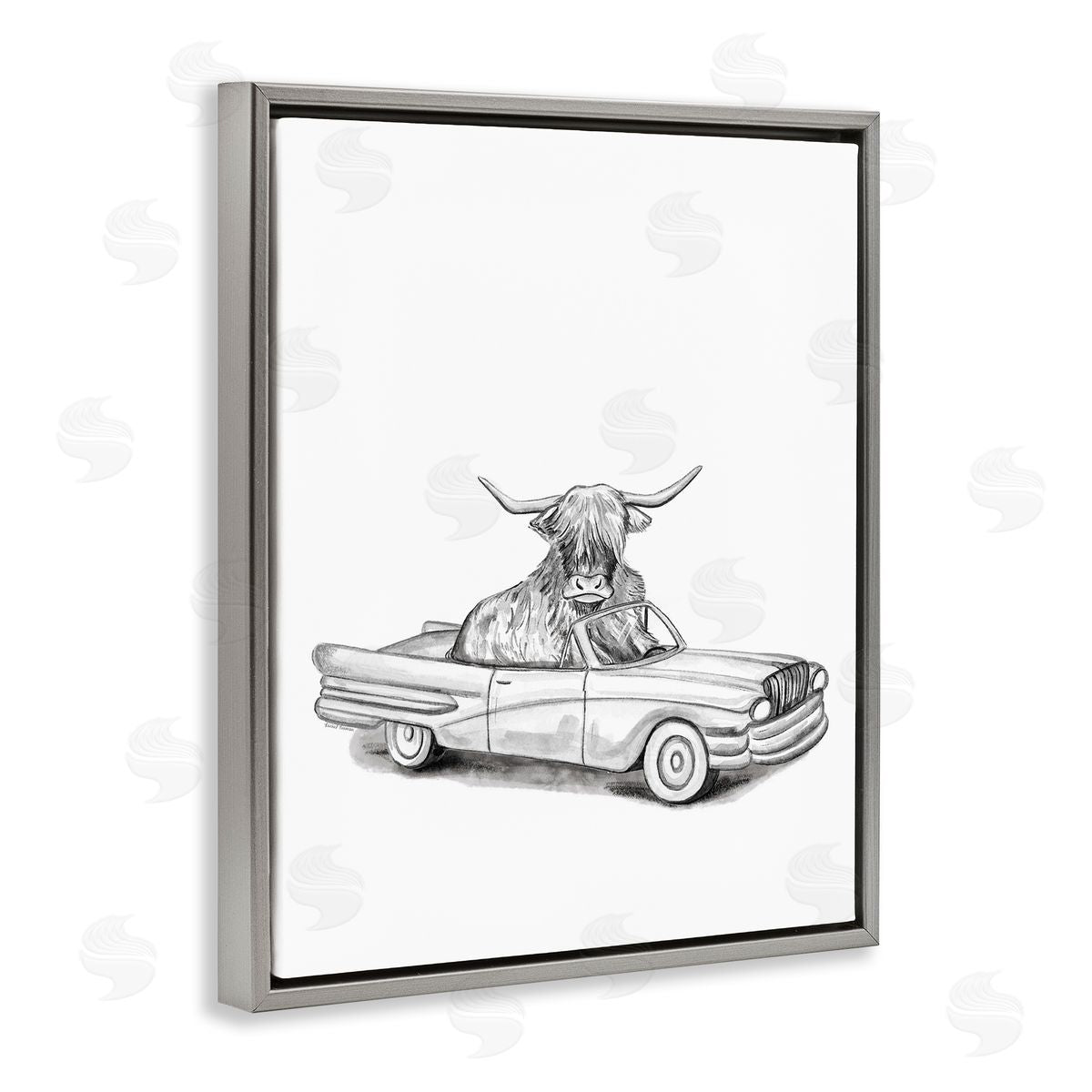 Rachel Nieman Bull in Vintage Vehicle Canvas Wall Art Print