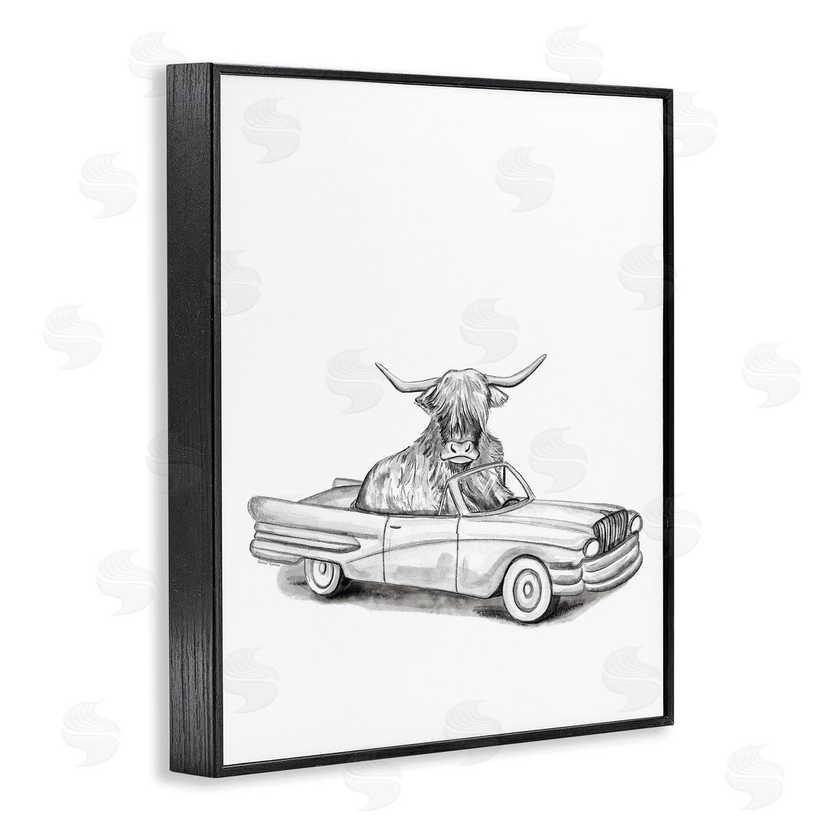 Rachel Nieman Bull in Vintage Vehicle Canvas Wall Art Print