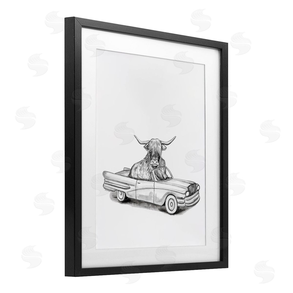 Rachel Nieman Bull in Vintage Vehicle Canvas Wall Art Print