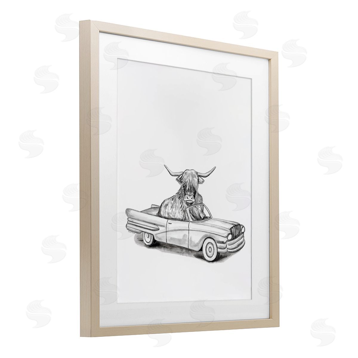 Rachel Nieman Bull in Vintage Vehicle Canvas Wall Art Print