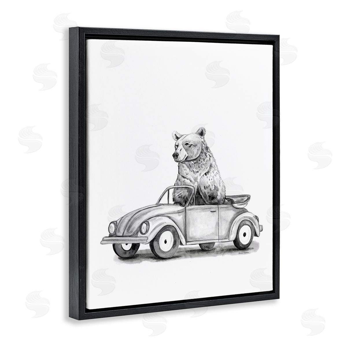 Rachel Nieman Bear in Vintage Vehicle Canvas Wall Art Print